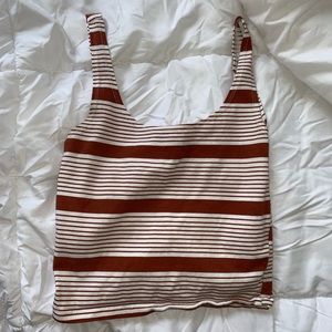 Brown/white striped crop top